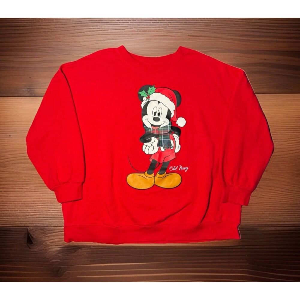 Disney Mickey Mouse Holiday Christmas Graphic Old Navy Sweatshirt Womens Size XL